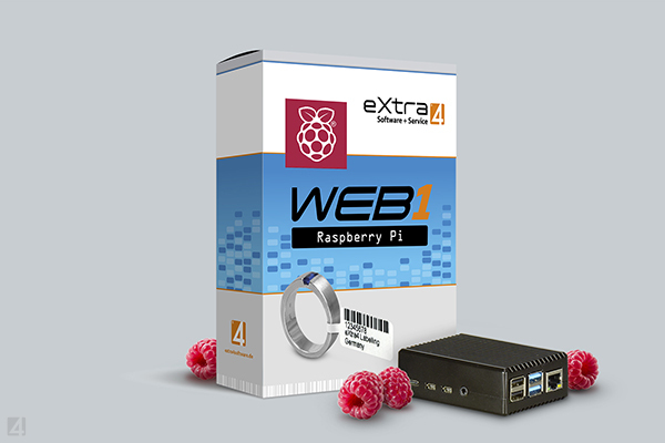  browserfähige Software eXtra4<web1> für Etikettendruck, installiert auf dem  Einplatinencomputer Raspberry Pi